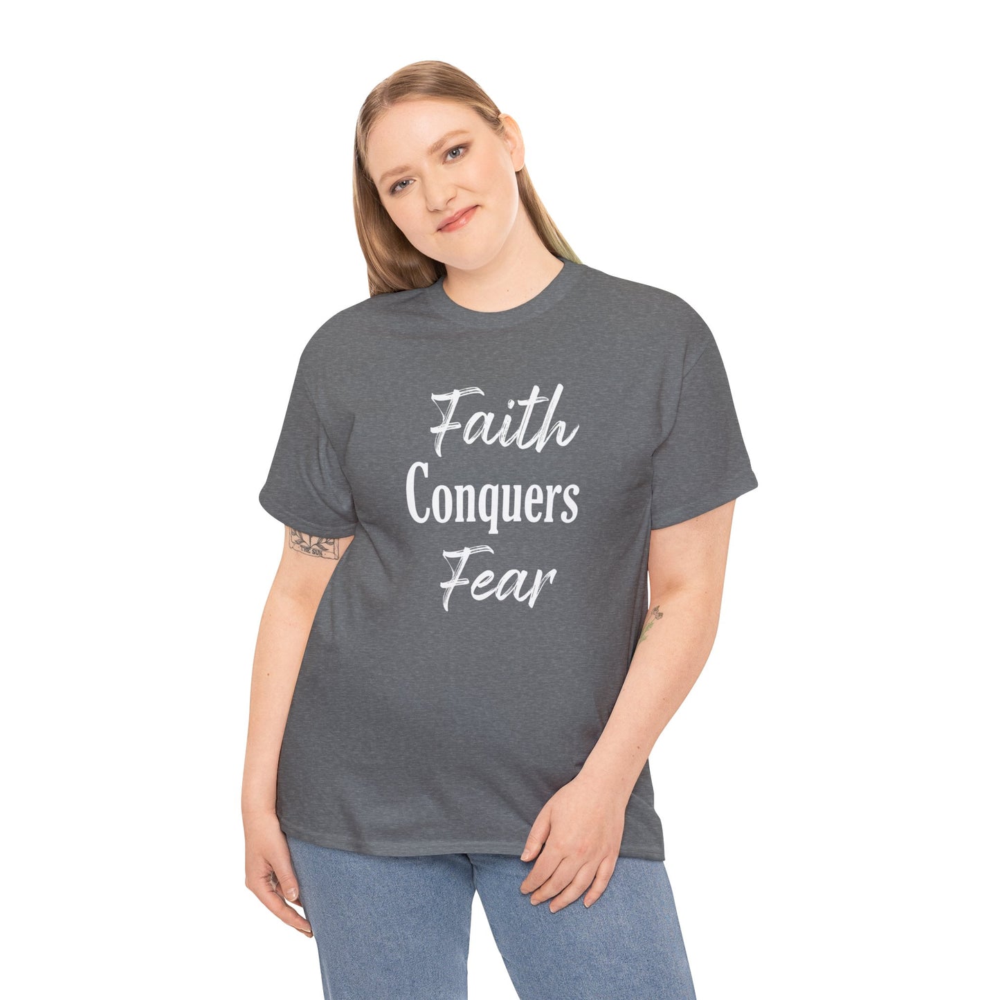 Faith Conquers Fear T-Shirt - Inspirational Christian Apparel