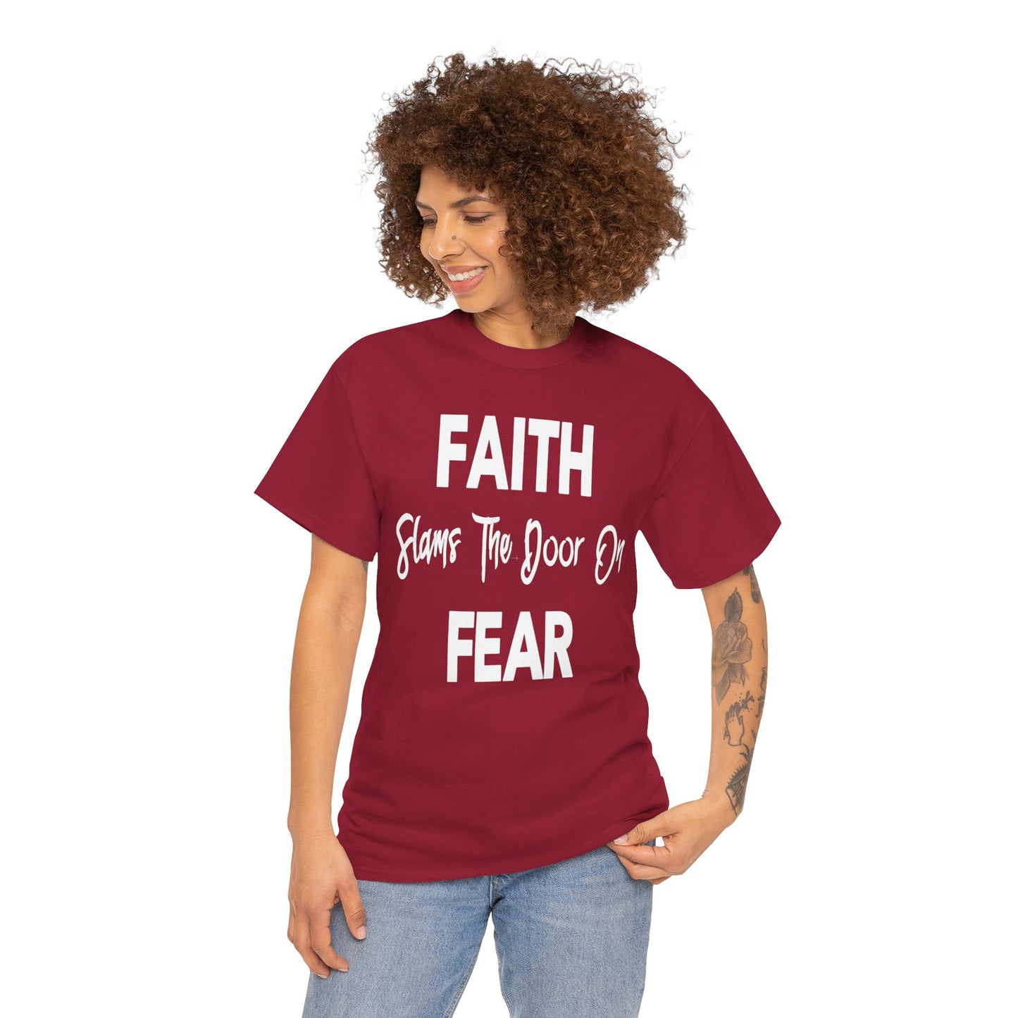 Faith Slams the Door on Fear - Empowering Christian Apparel